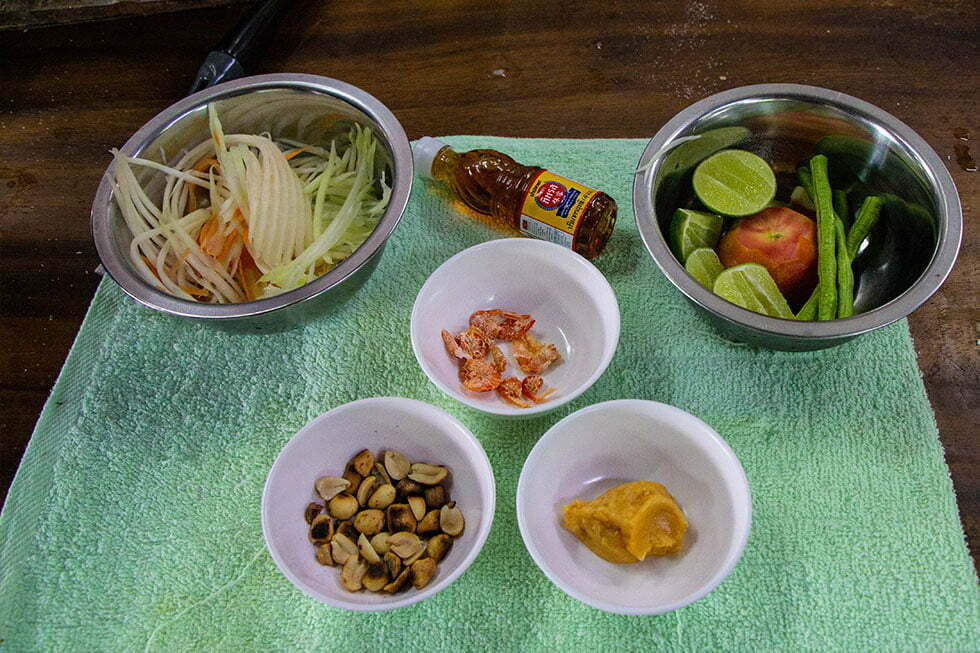 Ingrediënten papaja salade